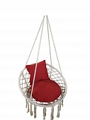 Кресло подвесное Fibi арт.ZRHC30-B цв.корзины белый, цв.подушки красный "Garden story"